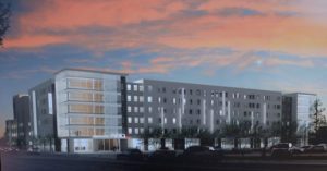 An artists rendering of the new building to be constructed at Innovate ABQ, photographed on Monday March 28, 2016. (Dean Hanson/Albuquerque Journal)
