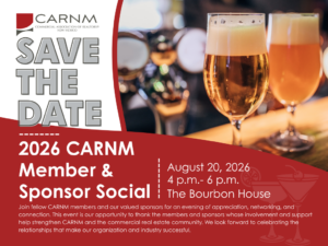 CARNM MemberSponsor Social 4 | CARNM CARNM Save the Date banner for the 2026 Member & Sponsor Social: Aug 20, 2026, 4–6 p.m. at The Bourbon House, with beer glasses in the background.